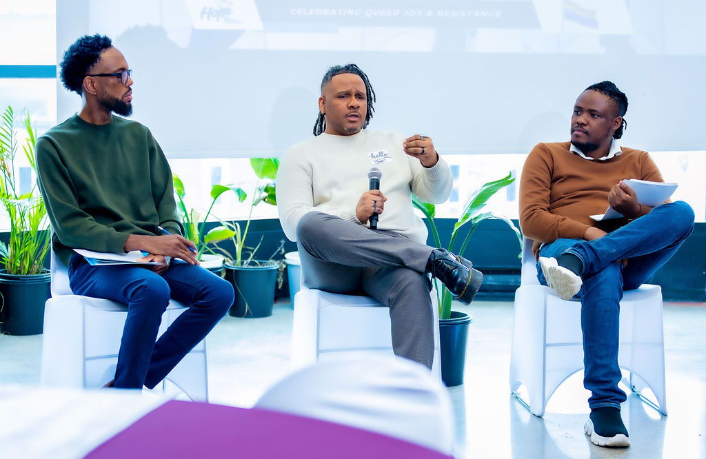 Panelists engage in dialogue on Reclaiming Belonging in LGBTQI+ Movements during the "Pride Beyond Borders"plenary.